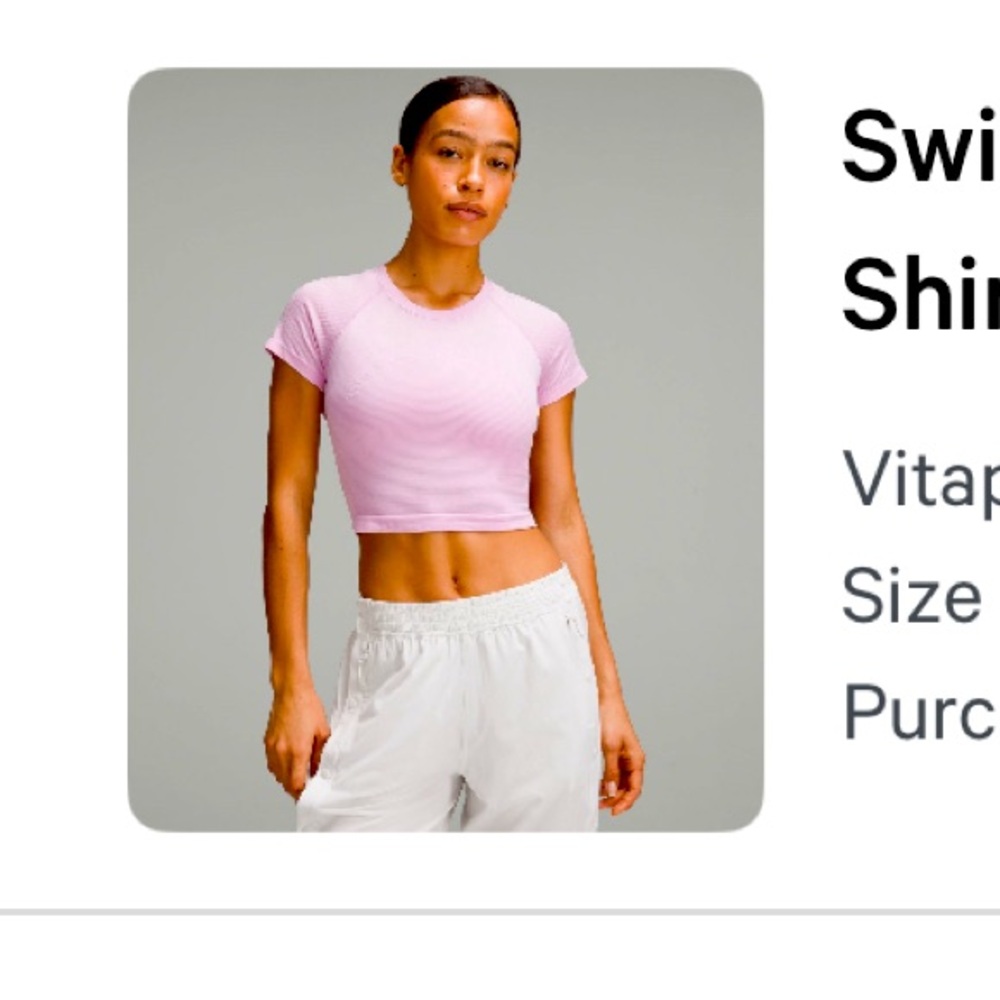 Lululemon Swiftly Tech Cropped Short sleeve Shirt 2.0